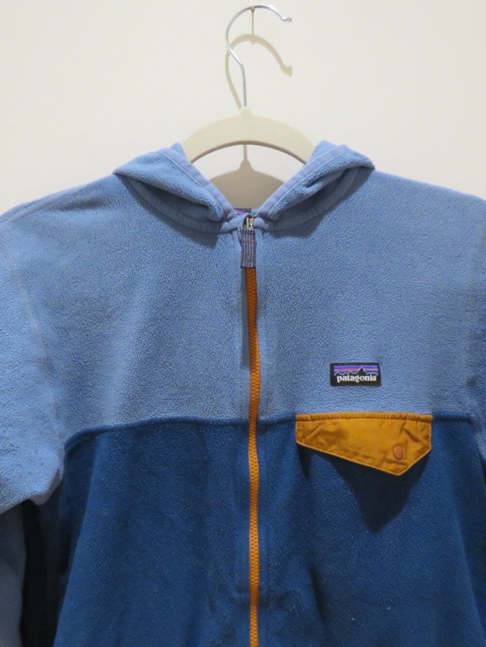 PATAGONIA Micro D Snap-T Hooded Full Zip Fleece Jacket Blue Boys Size 12 Outdoor - Picture 3 of 13